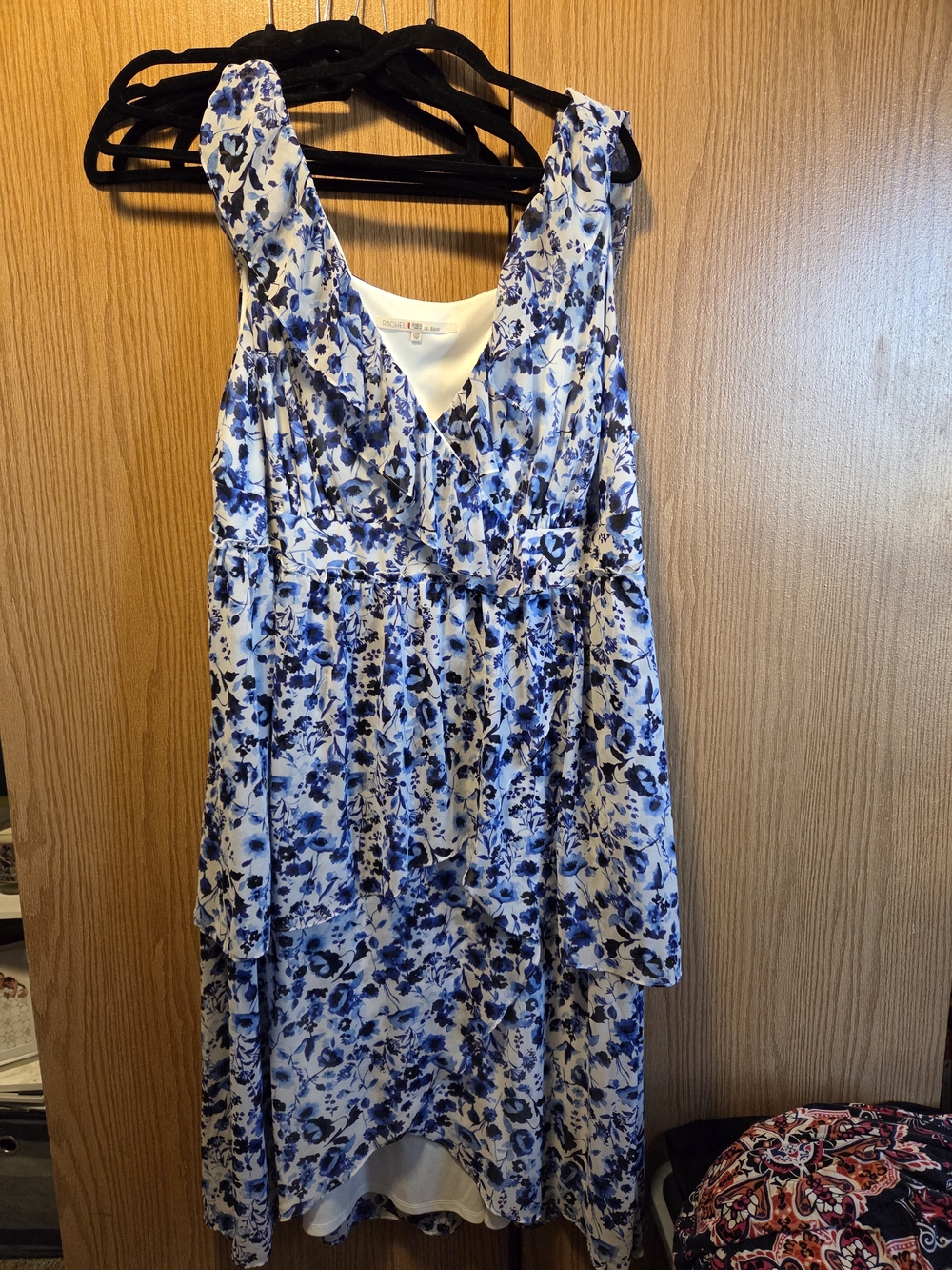 Rachel - White and Blue Floral High-Low Sundress